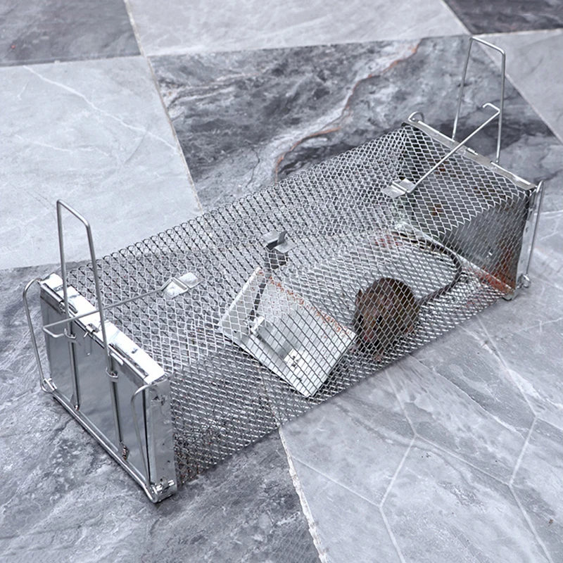 Trampas automáticas para roedores de interior para atrapar ratas grandes, jaula para ratas, trampa de jaula humana para capturar animales vivos, jaula de metal, jaula de hierro.