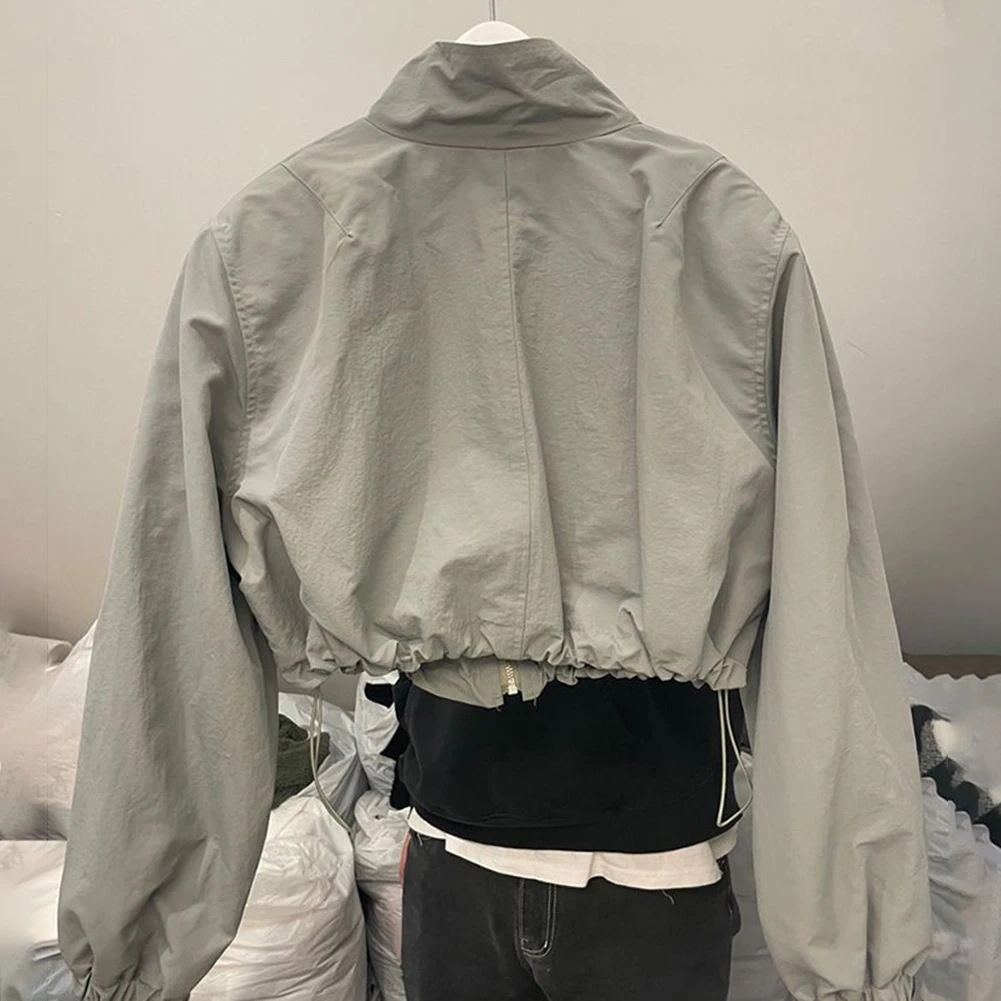 

For Casual Wear Long Sleeve Short Jacket Basic Women's Long Sleeve Outerwear Stand Collar Jacket Cardigan Neckline Casual Style