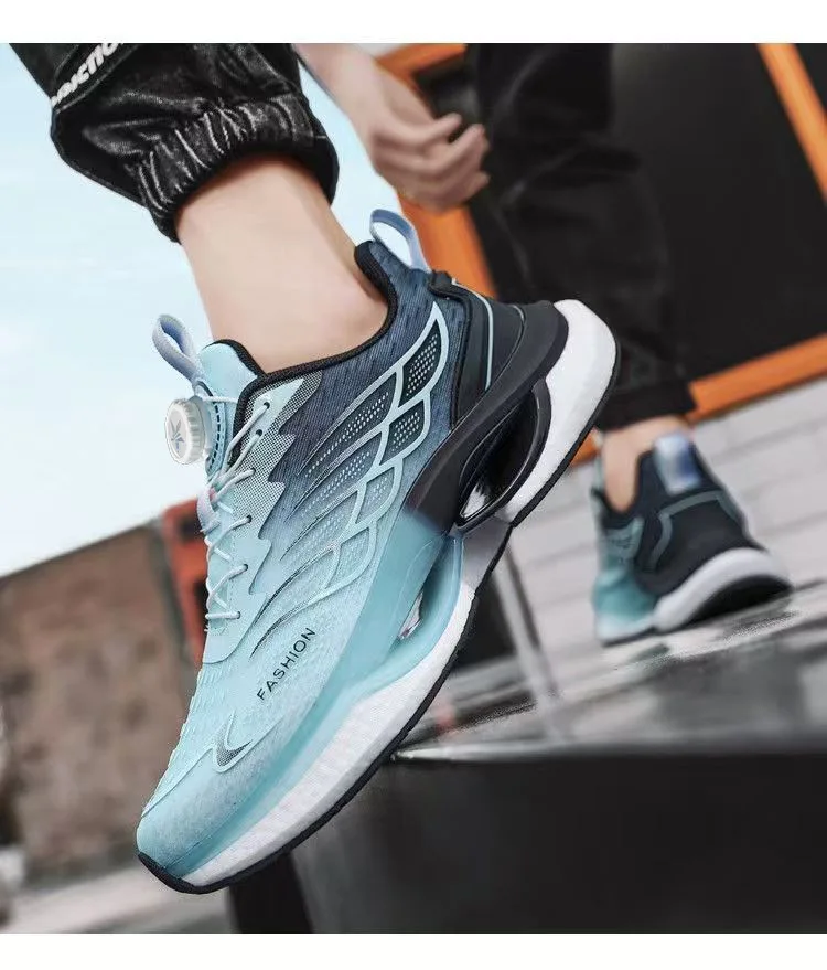 Men's Shock Absoing Rotating Knob Platform Sneakers 2026 Summer Gradient Mesh All Mat Outdoor Student Walking Footwear