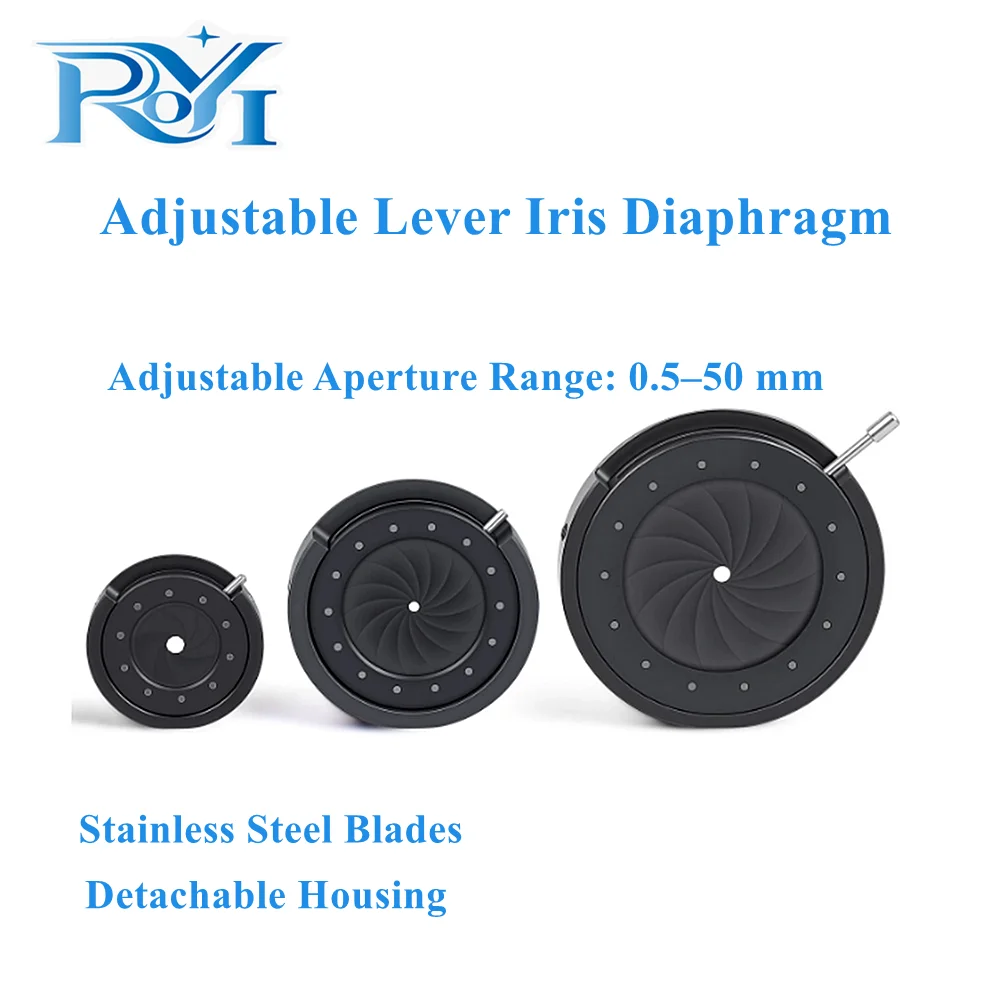 0.5-50mm Adjustable Optical Mechanical Iris Aperture Diaphragm Condensor Camera Modules Medium Diameter