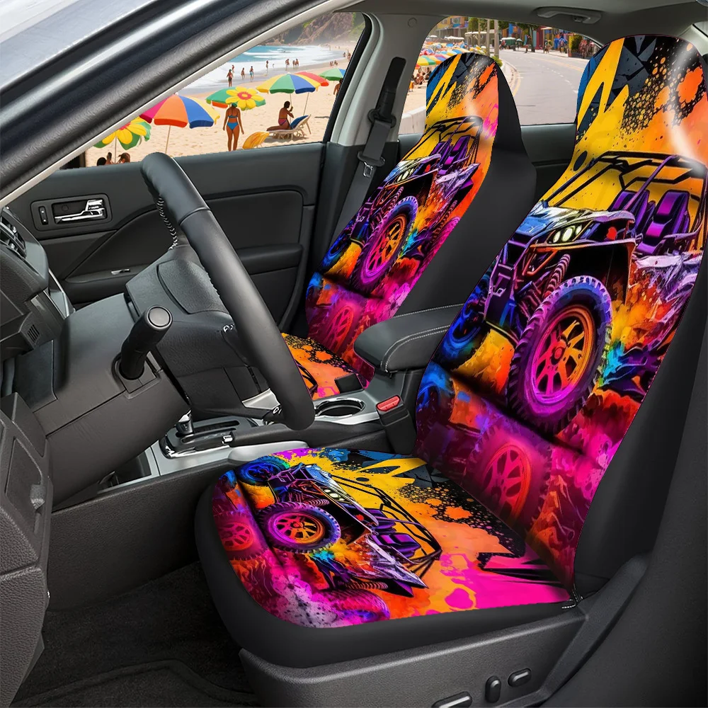 Car Seat Covers - Halloween Christmas New Year Easter Lucky Gift For Friends Premium Polyester ATV Splatter Art Design Universal