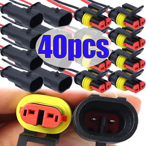 Conector impermeable para coche, 2 pines, para motocicleta, Scooter, marino, impermeable, macho, hembra, conector eléctrico con cable