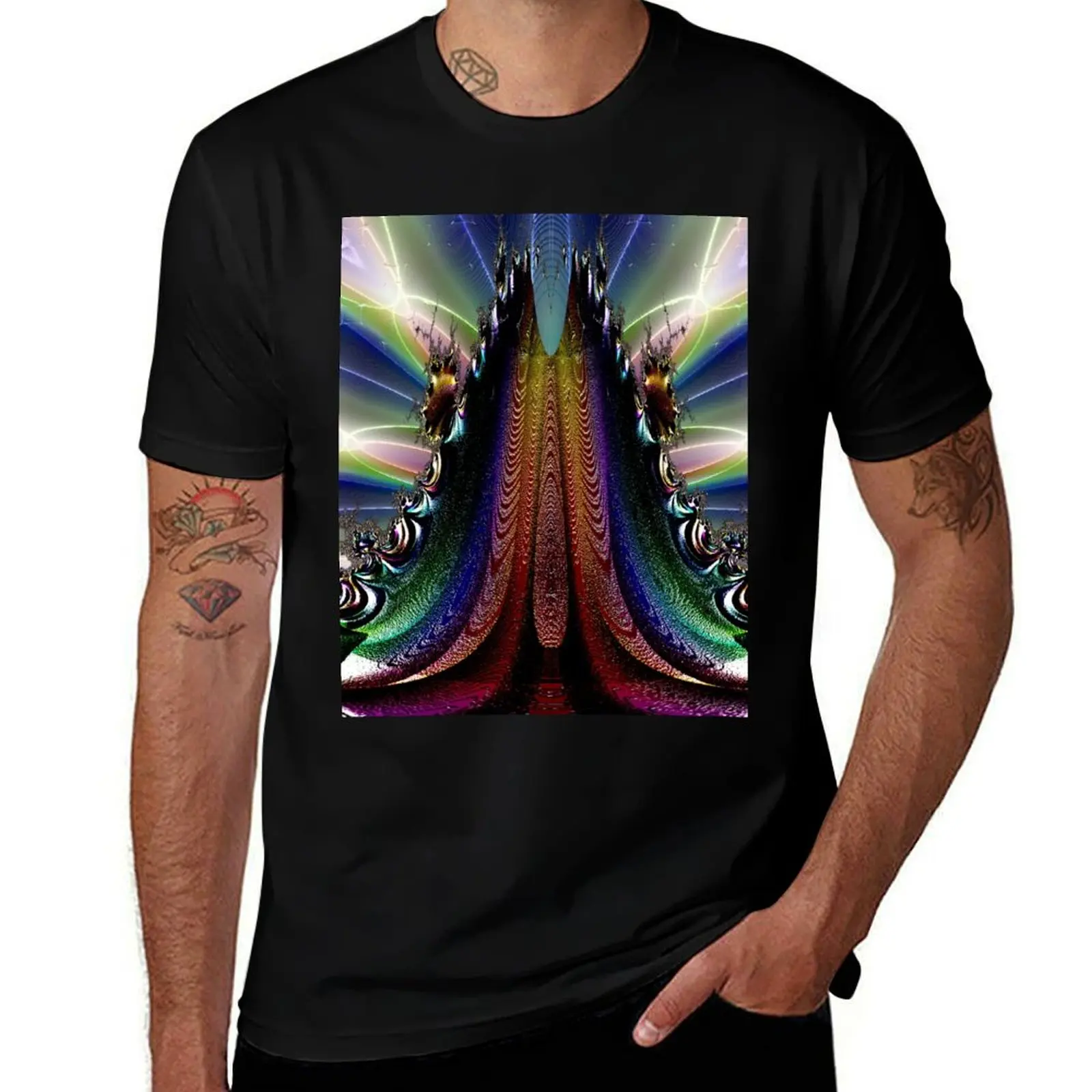 

Fractal Volcano with Colorful Lava T-Shirt customs plus size clothes Men's t-shirt