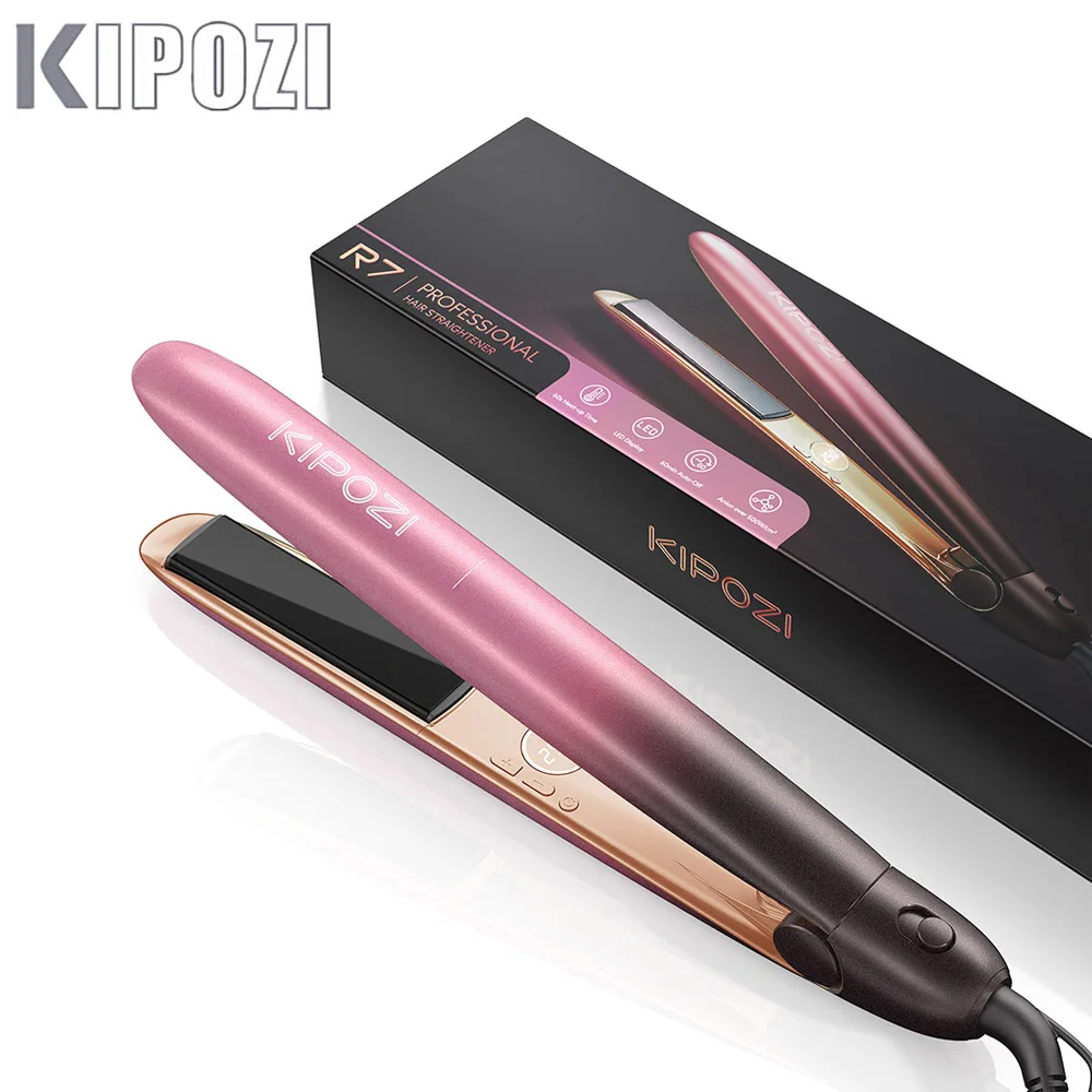 KIPOZI R7 1Inch Luxury Hair Straightener Curling Iron Flat Iron 2in1 Straightener & Curler Nano-Titanium Ionic Hair Style Salon