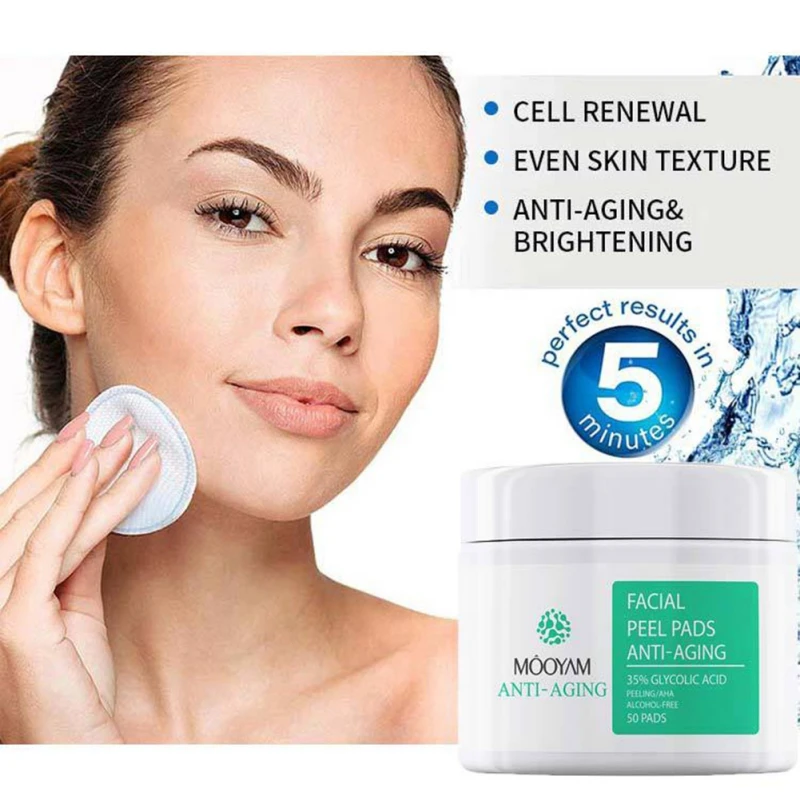 50 Pad 35% Glycolzuur Acne Behandeling Peeling Aha Alcoholvrije Anti-Aging Olie Controle Salicylontstoppen Poriën Krimpen Zorg