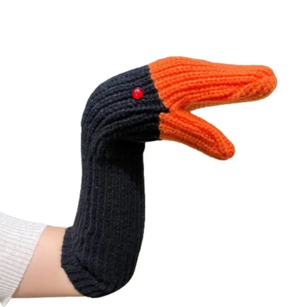 Fashion Long Knitted Goose Gloves Creative Funny Swan Gloves Soft Mitten Winter