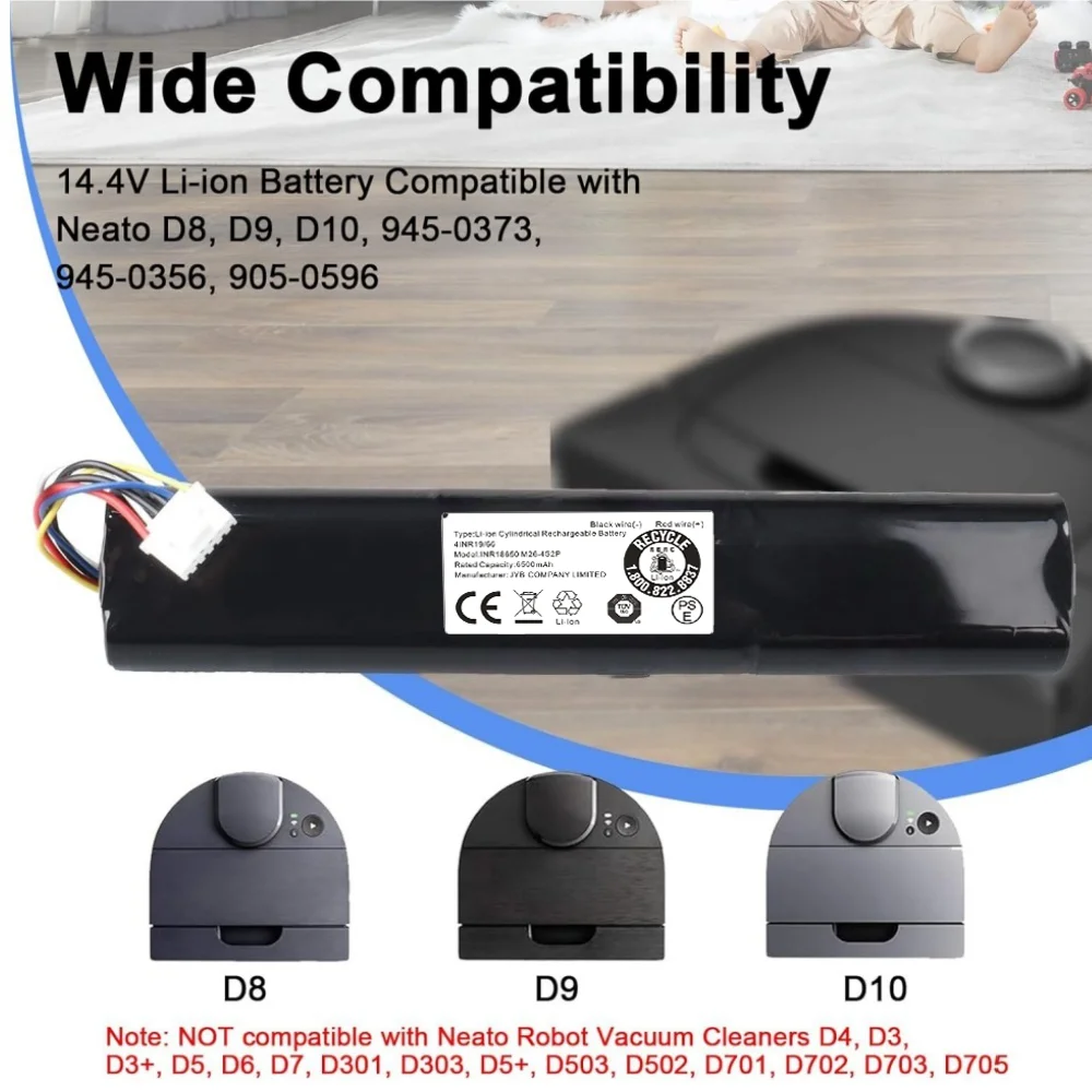 

14.4V 6500mAh for Neato Robotics D8 Botvac D9 D10 945-0381 945-0376 945-0382 Robot Vacuum Cleaner Battery.