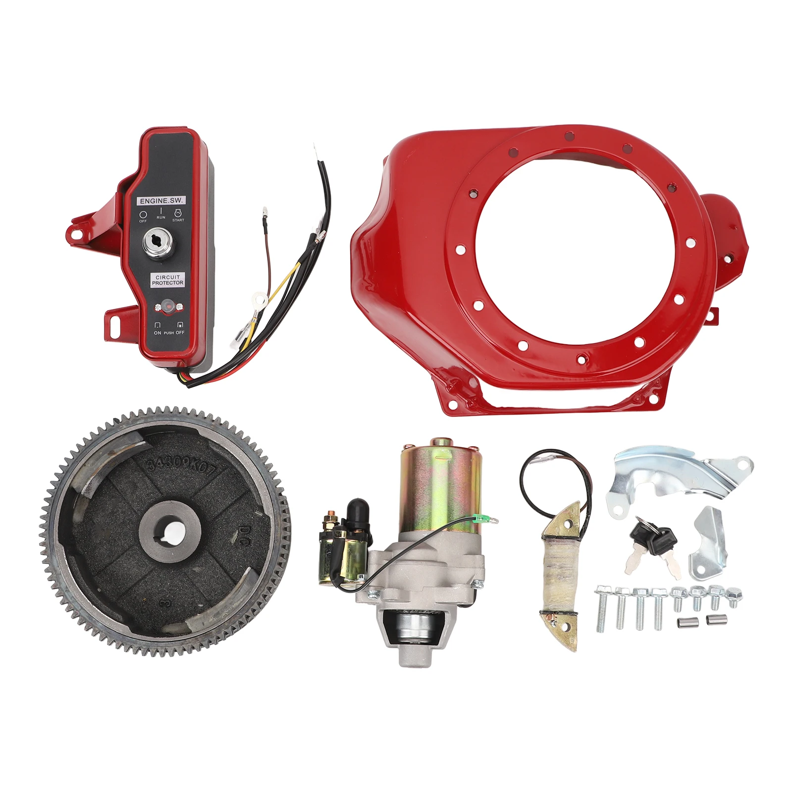 Electric Start Kit Smoother Start Switch Starter Motor Ignition Flywheel Cover for Honda GX160 5.5HP GX200 6.5HP Engines