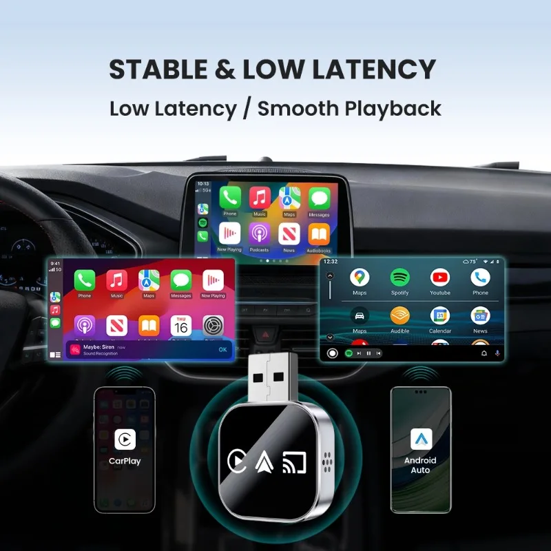 Getpairr Wireless CarPlay & Android Auto Adapter USB Plug & Play BT 5.0 + 5G WiFi Screen Mirroring Voice Control Car Upgrade Box