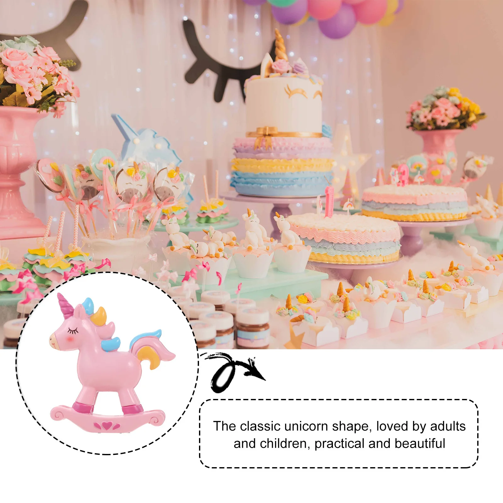 Adorno para tarta de unicornio, rosa, resistente a altas y bajas temperaturas, decoración de postre de dibujos animados, decoración de cumpleaños, adorno de resina, 1 Uds.
