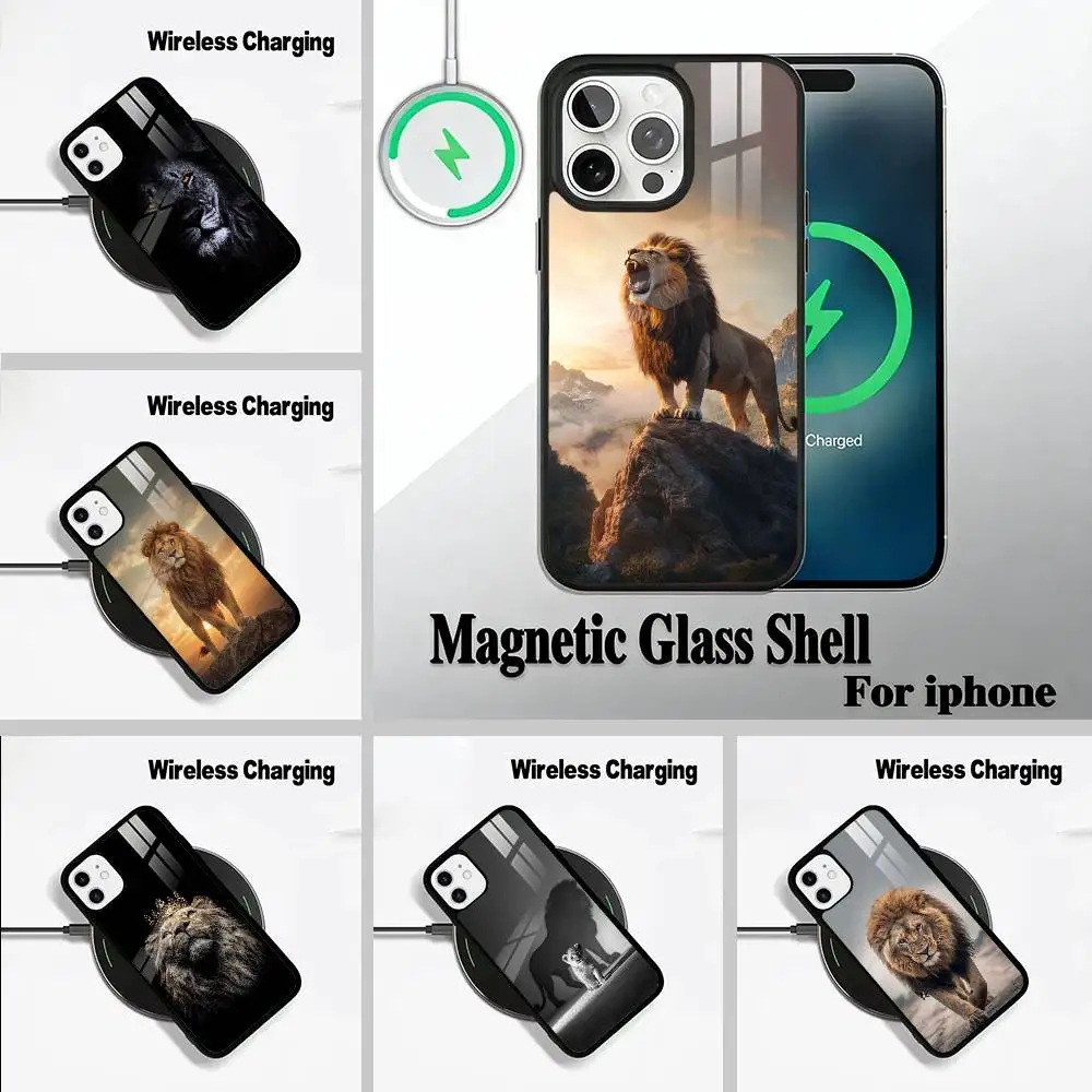 

Lion- Pattern Phone Case For IPhone17 16 15 14 13 12 11 Pro Max 16/15/14Plus Wireless Charger Cover Funda