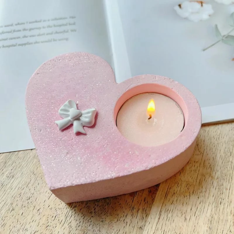 

Love Heart Shape Candle Holder Silicone Molds Oval Candlestick Concrete Cement Mould DIY Handmade Craft Mould Home Decoration