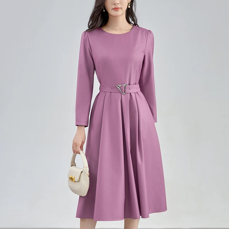 

Elegant Fashion Dresses For Women 2024 Autumn Formal Occasions Women's Clothing Solid Vestidos Office Lady Long Dress A-line