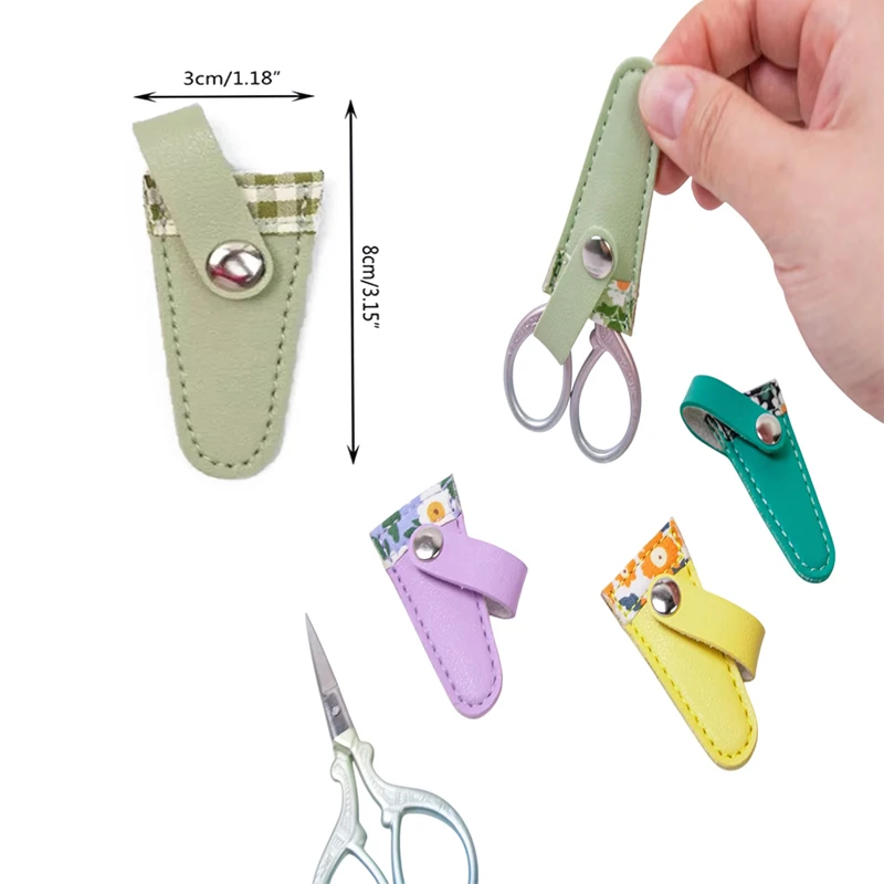 

1PC Embroidery Scissors Sheath PU Leather Scissors Protective Cases Dead Skin Tweezers Cap Scissor Cover Household Sewing Tools