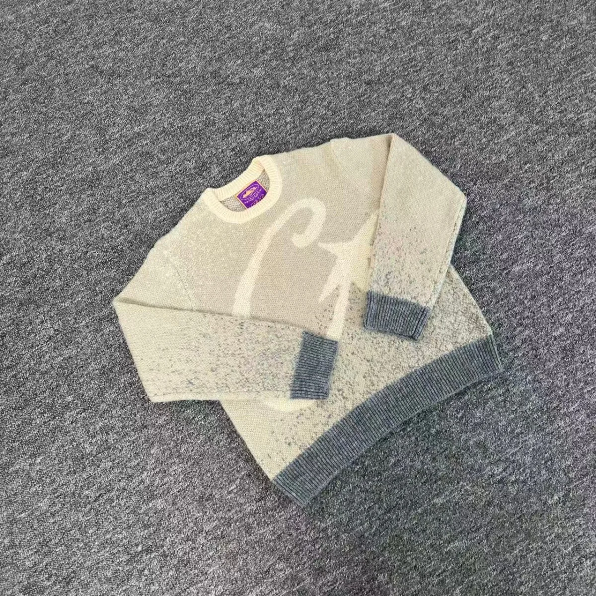 الأمريكية Sle الشارع الشهير ort محبوك الصوف مزيج سترة عارضة فضفاضة تناسب الهيب هوب شارع العليا جولة Ne البلوز سترة #3