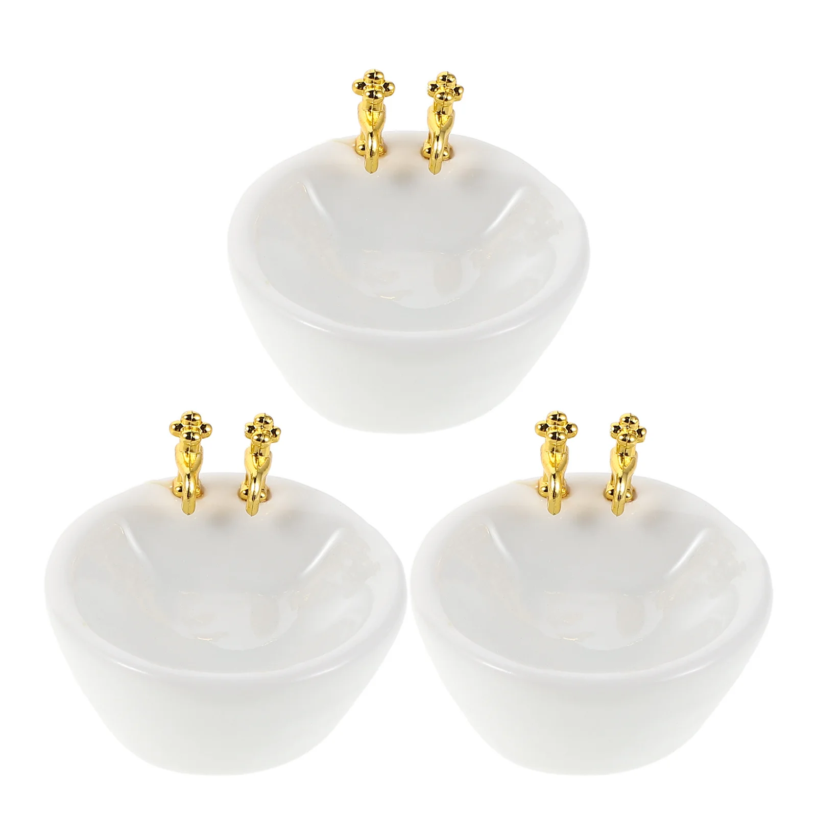 

3Pcs Dollhouse Bathroom Accessories Miniature Hand Washing Sink Set White Realistic Bathroom Furniture Decoration Accessories