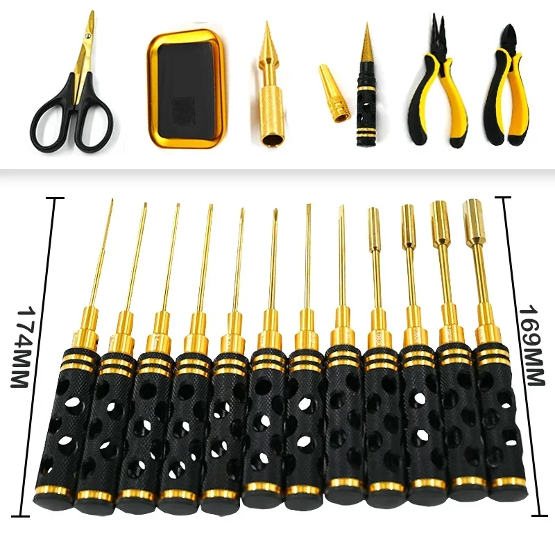 18 in  n 1 RC Tools Kits Screwdriver Pliers Hex Sleeve Socket Repair Box Set for Repairing RC Airplanes Rc Car Model Toys