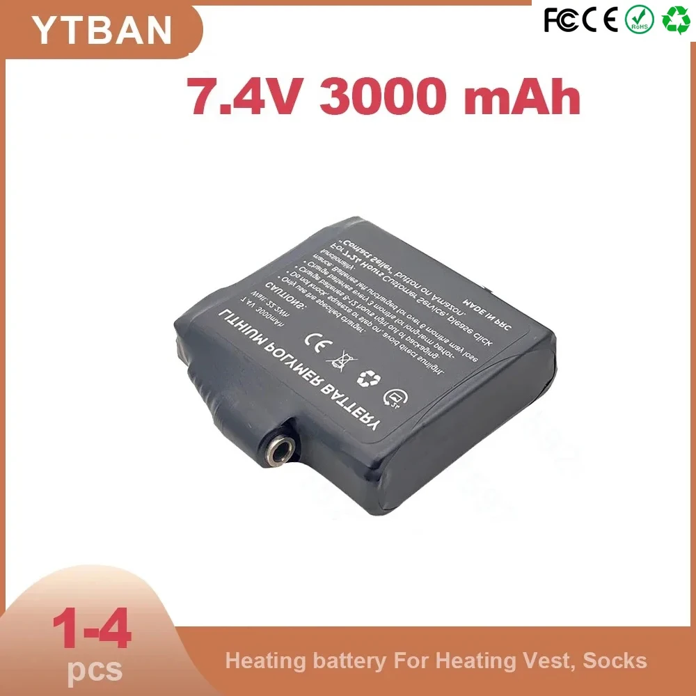 

Батарея для перчаток с подогревом, 7,4 В, 3000 мАч, полимерная литиевая батарея для жилета с подогревом, носков, зимнего антифриза, нагревательная батарея 755060-2S
