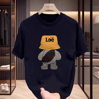 Cotton short-sleeved T-shirt men's summer trendy brand loose casual printed pure cotton round-neck top couple's outfit in stock