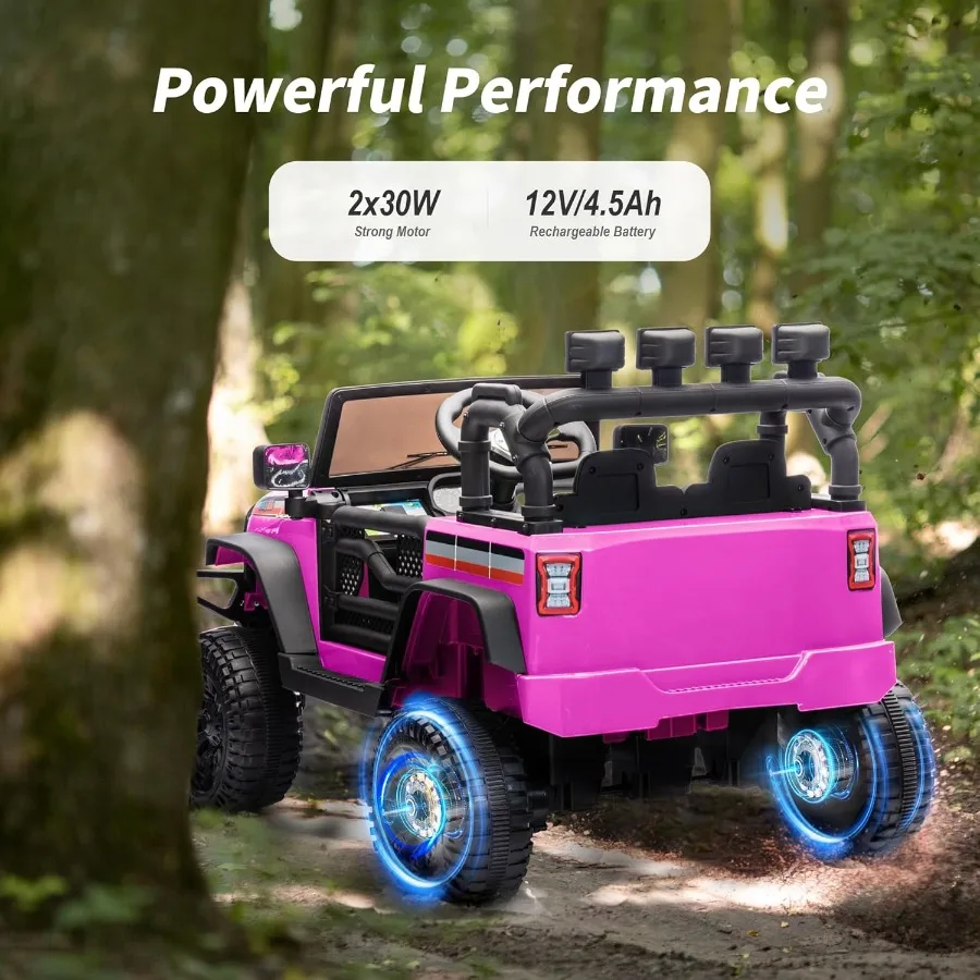 12V 電動乗用車トラック、幼児向け電動乗用玩具、リモコン付き - ピンク