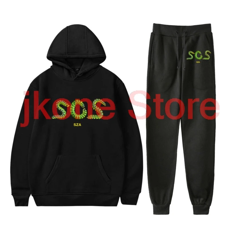 SZA SOS Deluxe Caterpillar Merch Hoodies Jogger Pants Sets For Women/Men Unisex Casual Streetwear Sweatshirts Sets