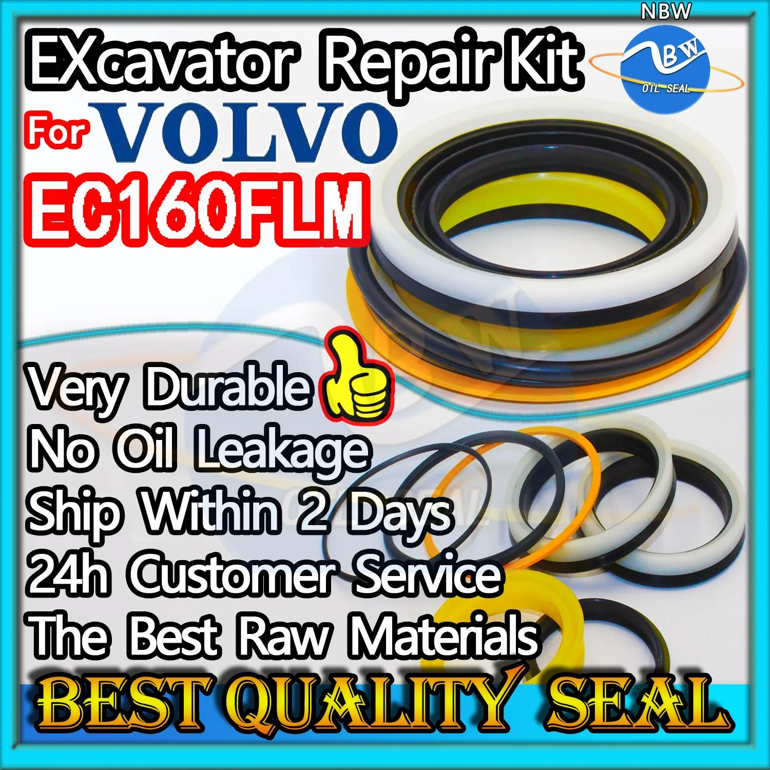 

For VOLVO EC160FLM High Quality Oil Seal Kit Excavator Repair Gear Center Joint Gasket Nitrile NBR Nok Washer Skf Service Track