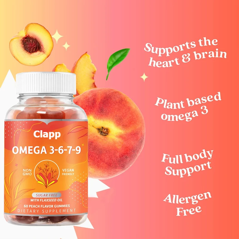 Organic Omega 3 Soft Candy, Containing Omega 6, 7, 9, DHA, and EPA From Flaxseed Oil and Seabuckthorn Fruit Oil - Sugar Free