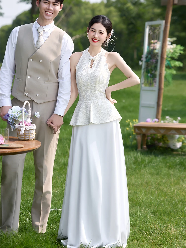 

Новый китайский свадебный комплект Ele White для женщин: вечернее платье, сертифицированное, высококачественное, для регистрации.