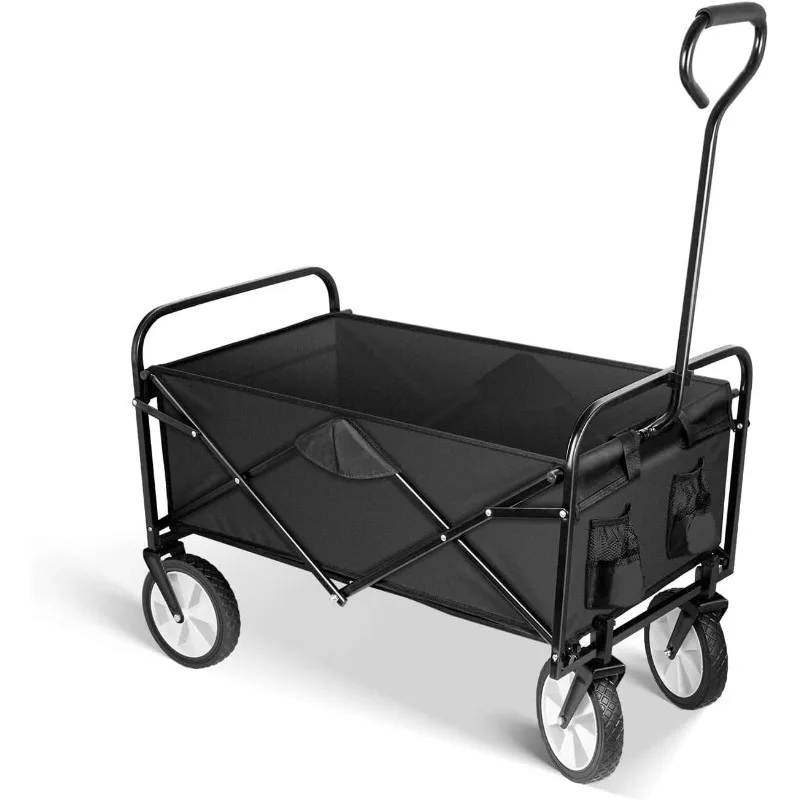 

Folding Garden Cart PRO, Collapsible Handy Wagon with 360 Degree Swivel Wheels & Adjustable Handle,220lbs Weight Capacity