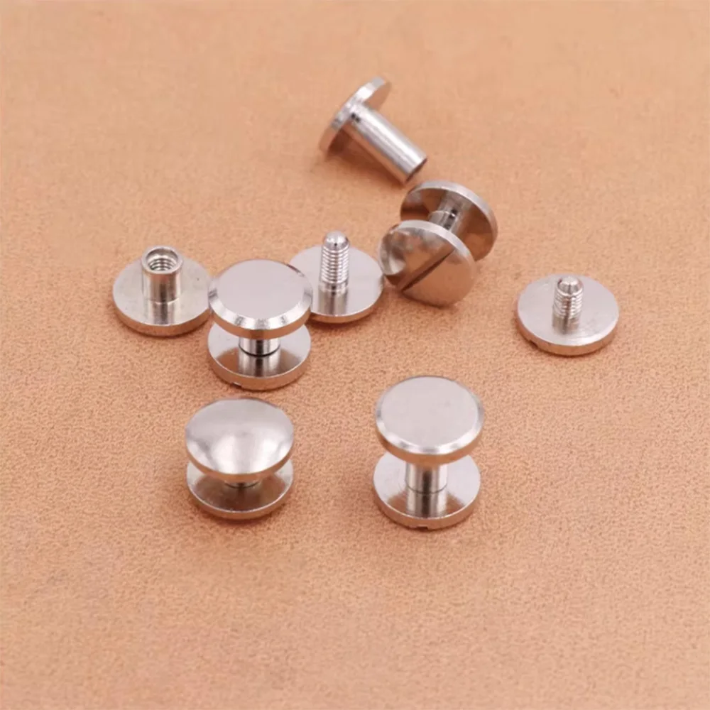 Brass Plated Silver Flat Head / Curved Face Rivet Ledger / Manual Diy / Belt / Screw Buckle Hardware Accessories