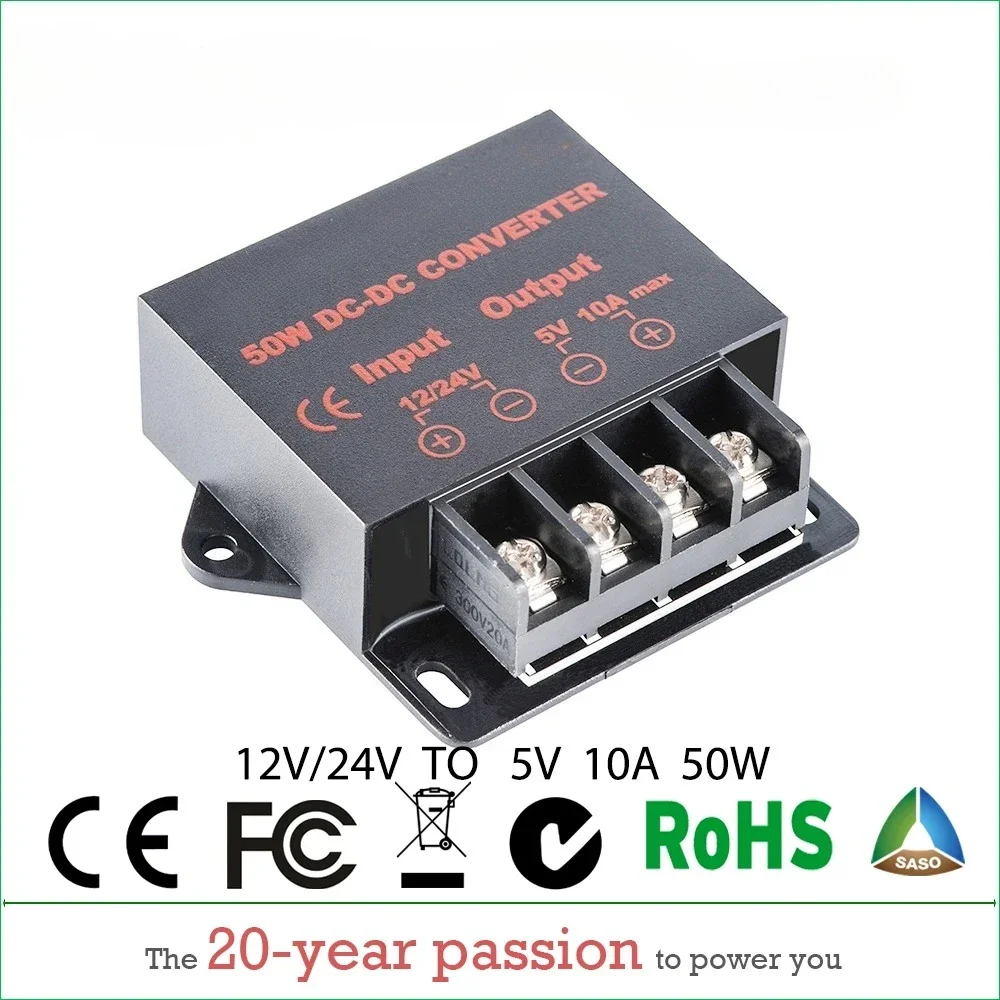 12V 24V to 5V 3A 5A 10A 20A 30A 40A 50A 100A DC Step Down Converter Reducer Regulator Stabilizer Power Supply for Cars Solar
