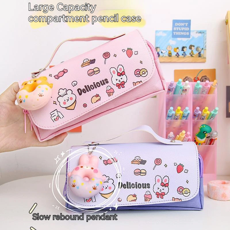 Korea Pen case, pen bag, stationery box, pencil case storage, multi-functional large-capacity female stress relief for students