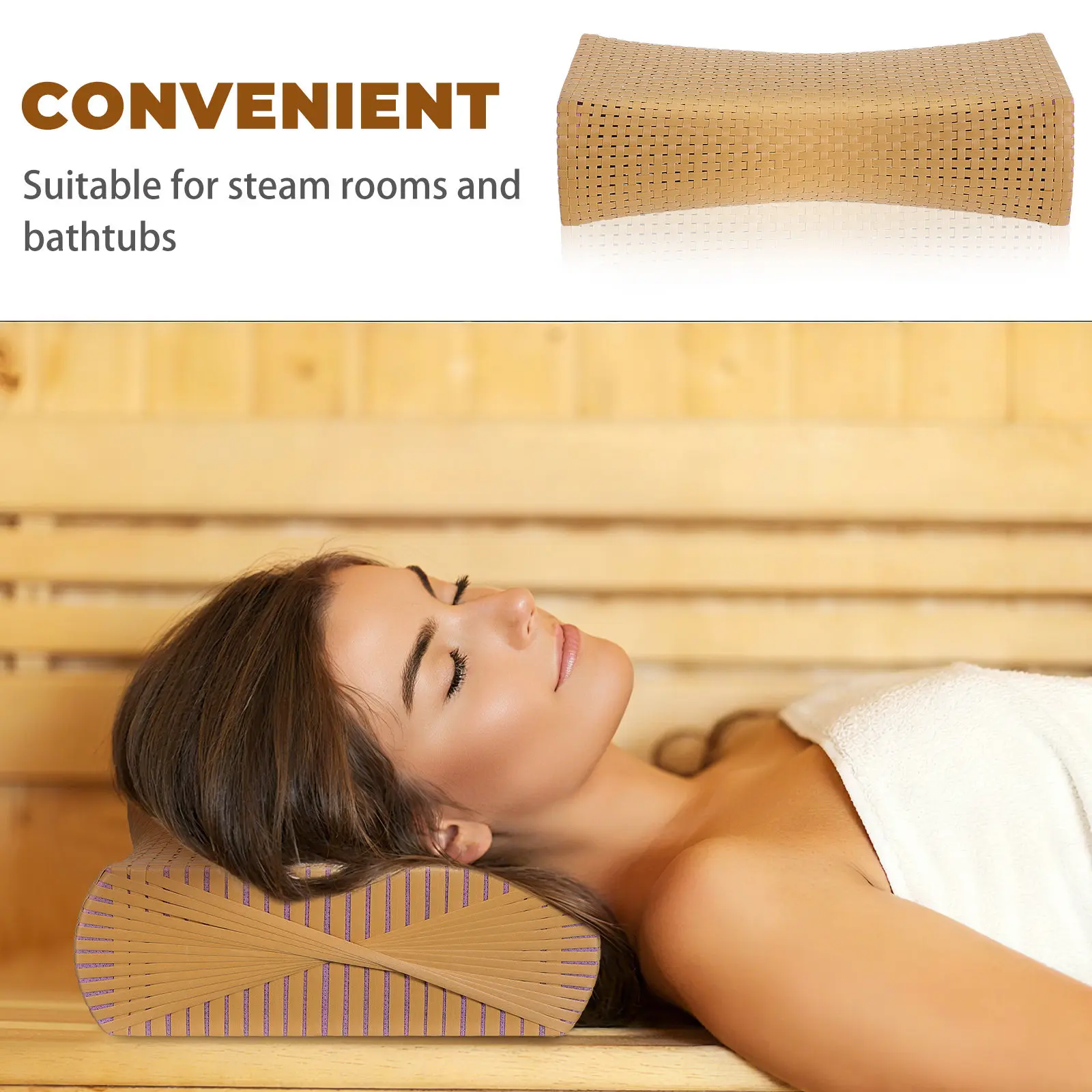 

Ergonomic Sauna Pillow Simulated Rattan Neck Rest Cushion Cervical Support for Side Sleepers Breathable Summer Pillow Home
