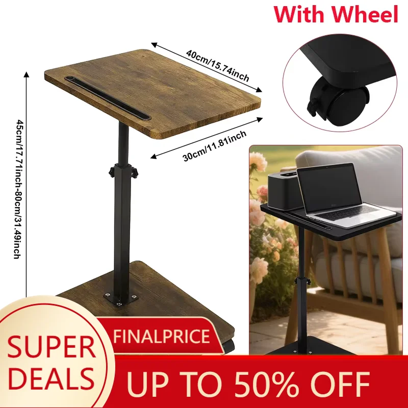 Adjustable Side Table With Wheel C-Shaped Simple Mobile Storage Desk Coffee Table Simple Bedroom Couch Bedside Table