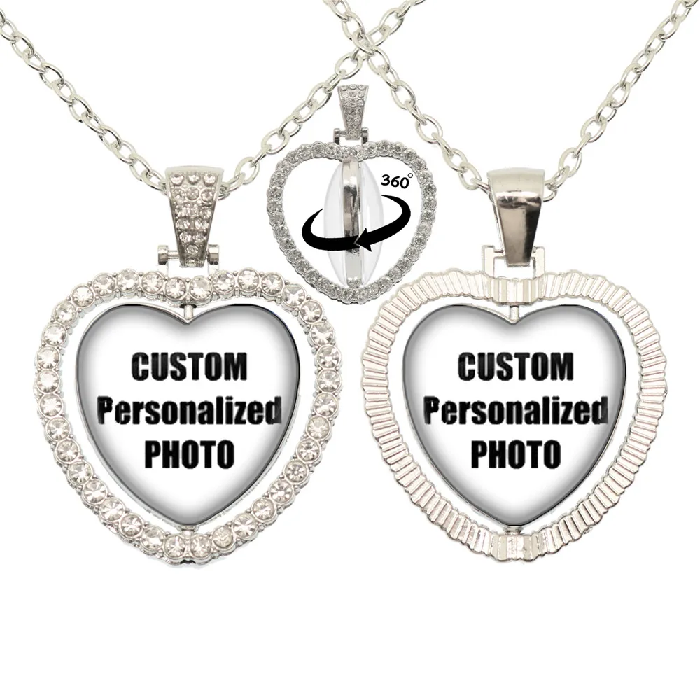 Personalized Custom Double Side Heart Shape Necklace Photo Mum Dad Baby Parents One Side Heart Necklace Family Anniversary Gift