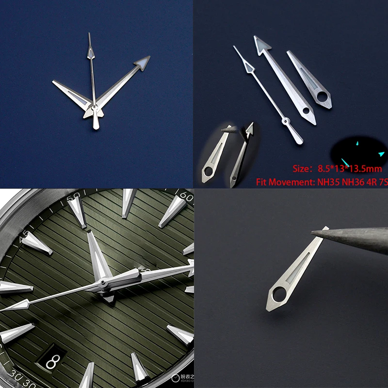 Watch Hands Polished With Green Japan Lumines For Nh35 Nh36 NH34 Movement Skx007 Assembly Module Part Mods DIY Free Combination