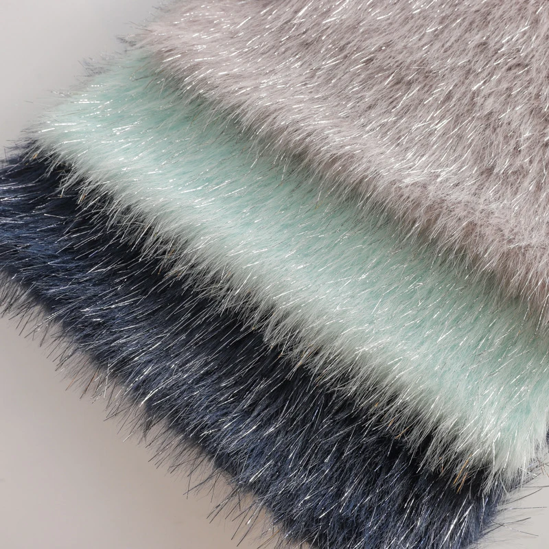 

100% Polyester Silver Wire Fur Fabrics 160x100cm Flash Encrypted Anti-shedding Long Plush Fabric DIY Garment Sewing Plush Toys