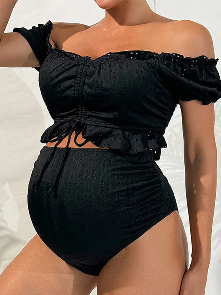

Sexy Solid Bikinis 2 Piece Set Women Split Pregnant Woman Swimsuit High Waist Bikini Maternity Dress 2024 New Summer Bikinis Set