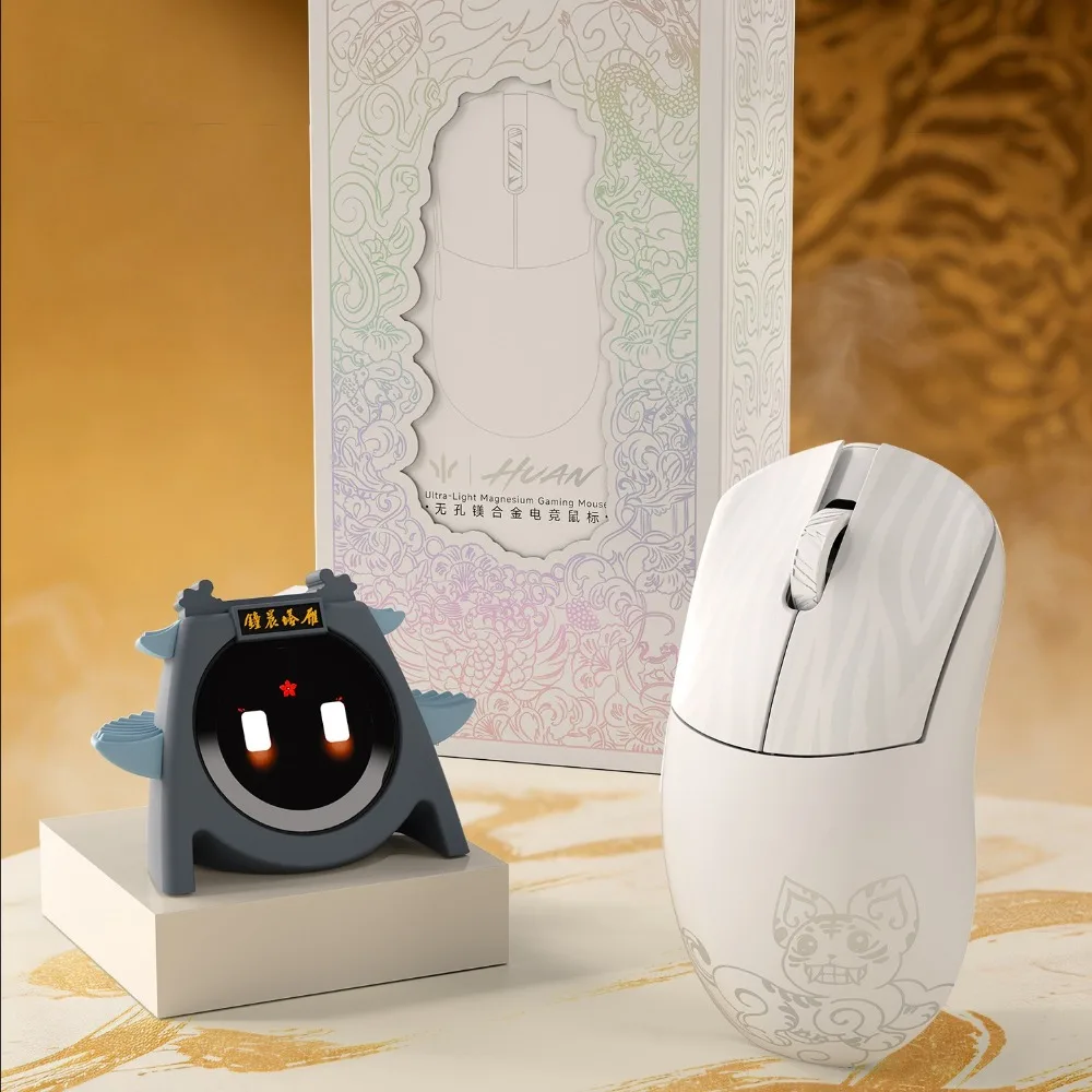 Mouse Gamer WLMOUSE HUAN M/S em Liga de Magnésio com Display Inteligente, Dongle PAW3955HS, Sem Fio 8K, Leve (50g) – Acessório de Jogos, Ótima Opção p