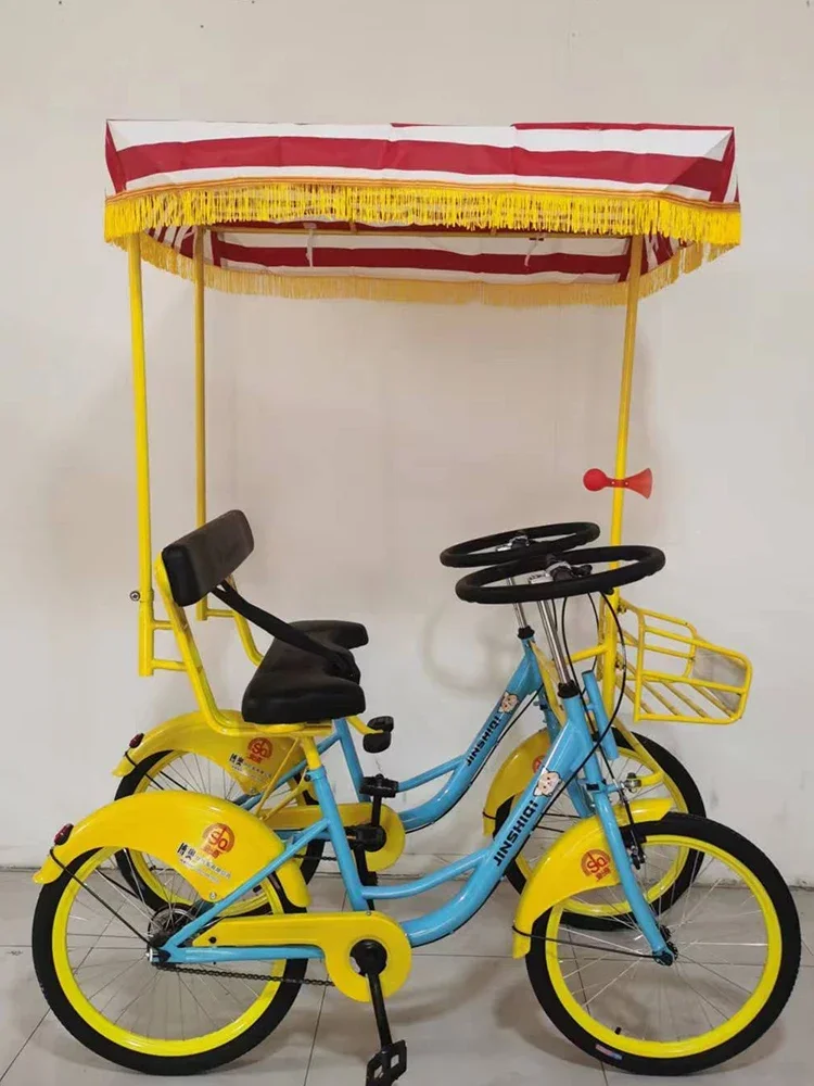 Hot SalesDouble Bicycle Couple Riding Parent-Child Travel Sightseeing Four-Wheel Scenic Spot Greenway Rental