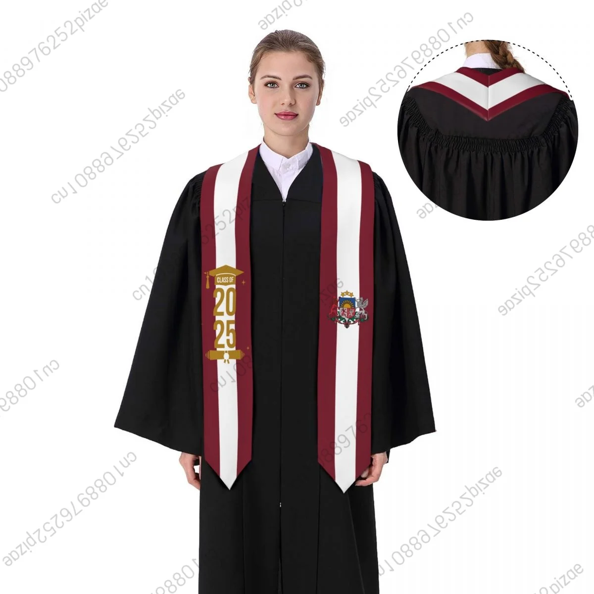 

New Latvia Flag Class Of 2025 183*13CM Graduation Stole Sash Scarf For International Students Proud