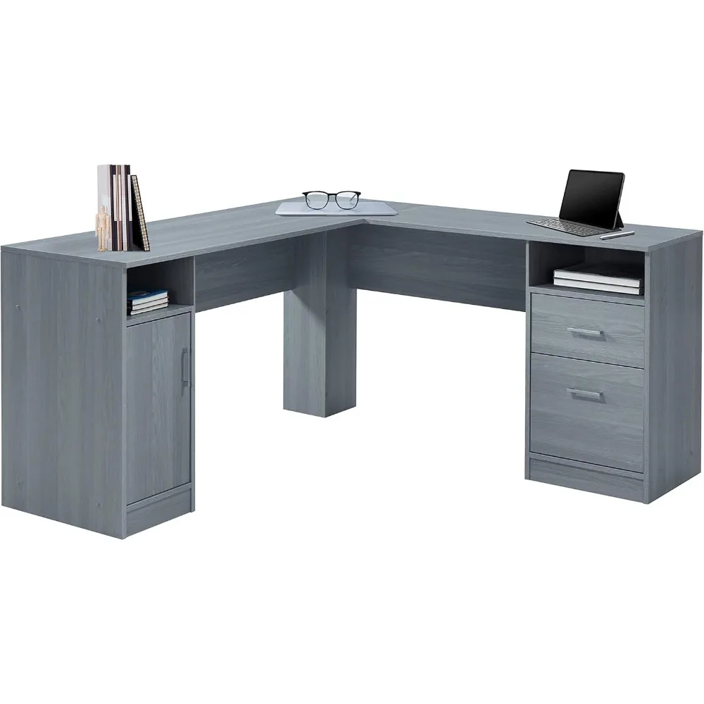 

Techni Mobili Functional L-Shaped Computer Desk with storage, L is ⁠59.5" wide x 59.5" Long, Grey