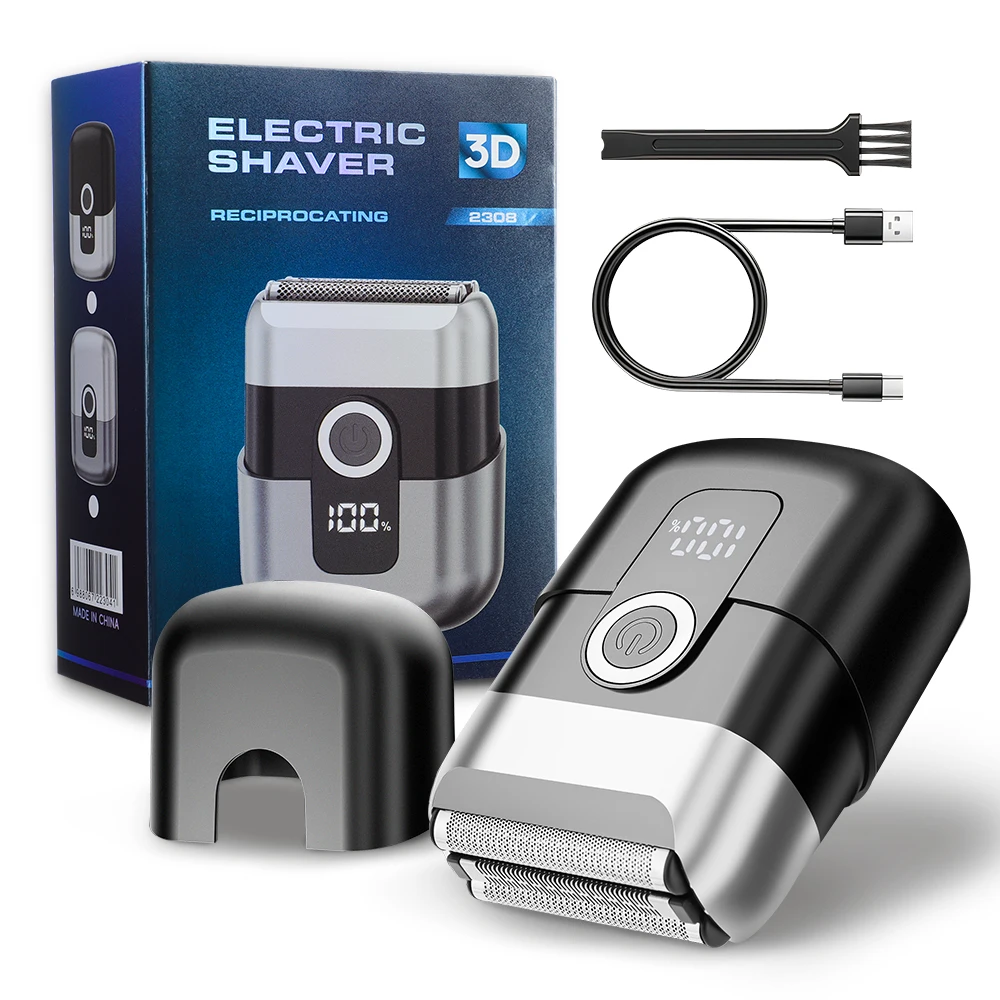 

Electric Foil Shaver Portable Travel Razor for Men IPX65 Rechargeable LED Display Face Shaving Beard Trimmer Cordless