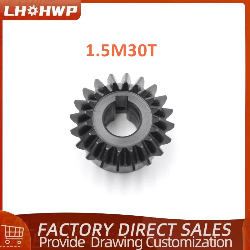 Bevel Gear 1.5M 30T Hole10/12/14/15/16/17/18/20/24/25 Standard Hole 45 Steel Tooth Surface Quenching Bevel Gear Screw Hole Fixed