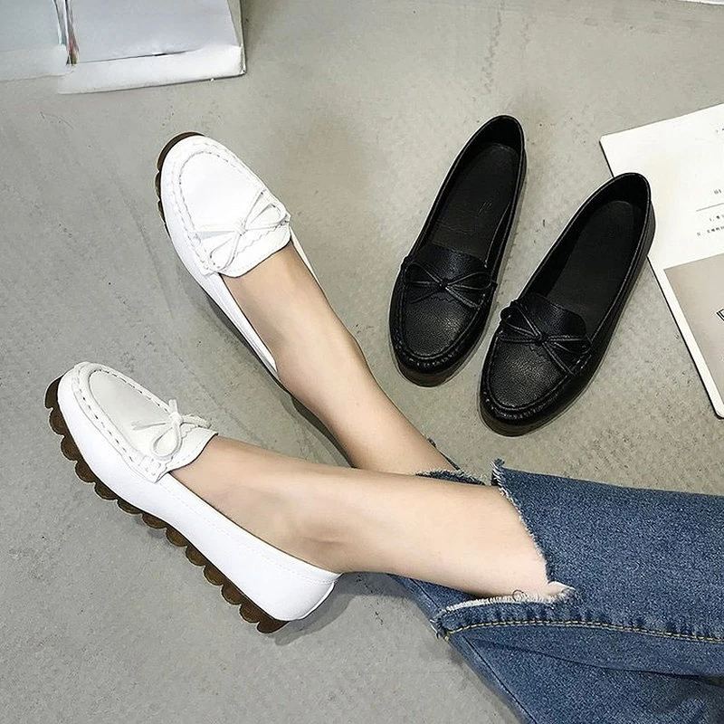 New Spring Summer Bowtie Soft Sole Shallow Loafers Female Casual Flats Office Lady Comfort Loafers Shoe 2024 Women Flat Shoes