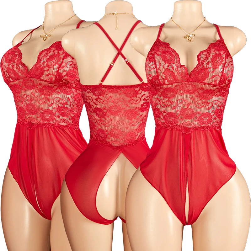 Erotic Lingerie Women  Underwear Porn Babydolls Dress Bodysuit Exotic Seductive Sleepwear Sheer Lace Bra Crotchless Sexy
