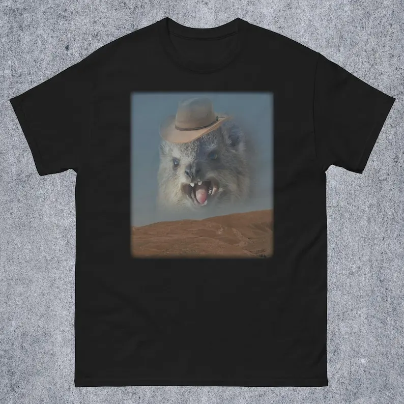 Funny Screaming Cowboy Hyrax Meme Tee Shirt Gift, Dank Memes T-shirt, Silly Joke Gifts for Hyrax Lovers, Goofy-ahh Tshirt