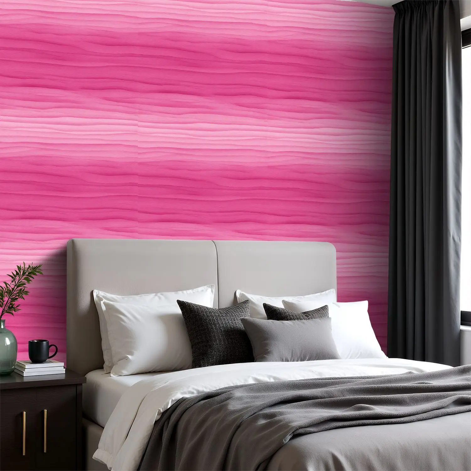 

Розовые обои с градиентными волнами 22,83 "X 118" водонепроницаемые обои для гостиной/спальни/ванной комнаты ПВХ стикер на стену