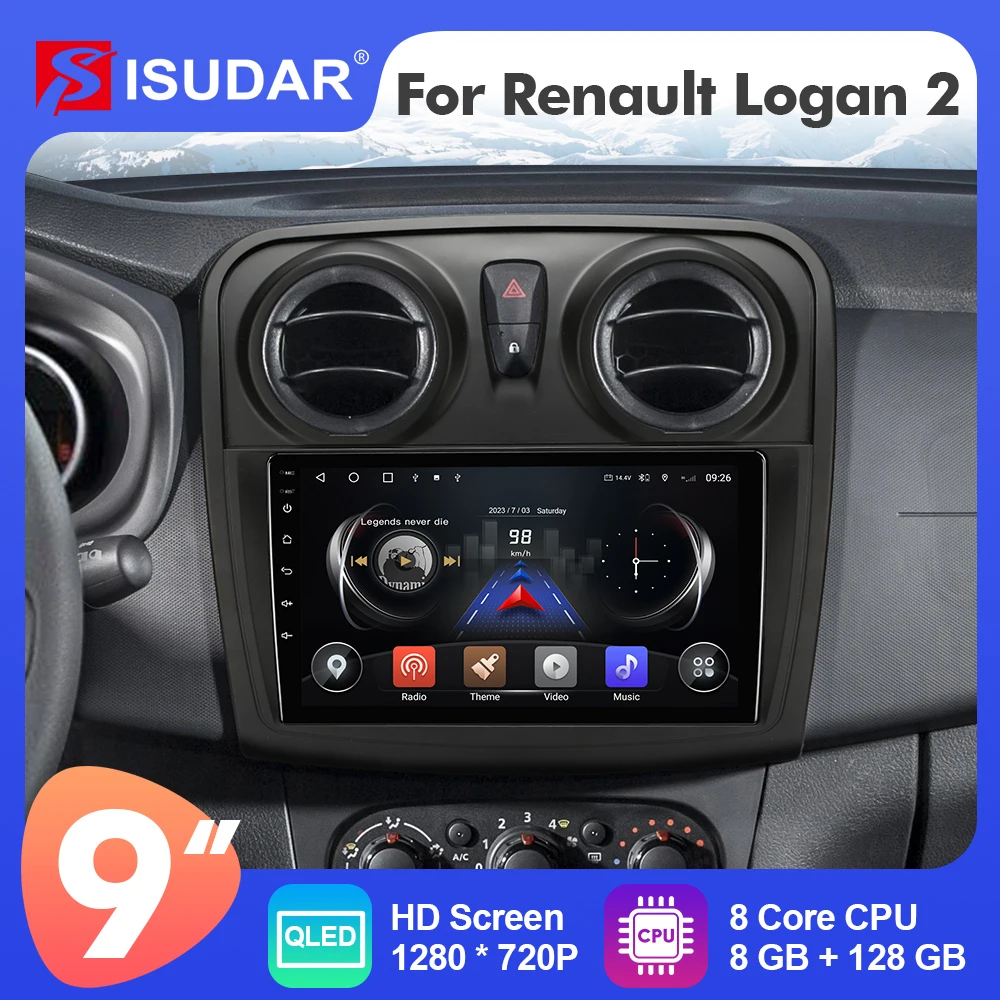 

ISUDAR T72 QLED Android 10 Car Radio For Renault Logan 2 2012 - 2019 Sandero 2 2014 - 2019 Multimedia Player Navigator No 2din