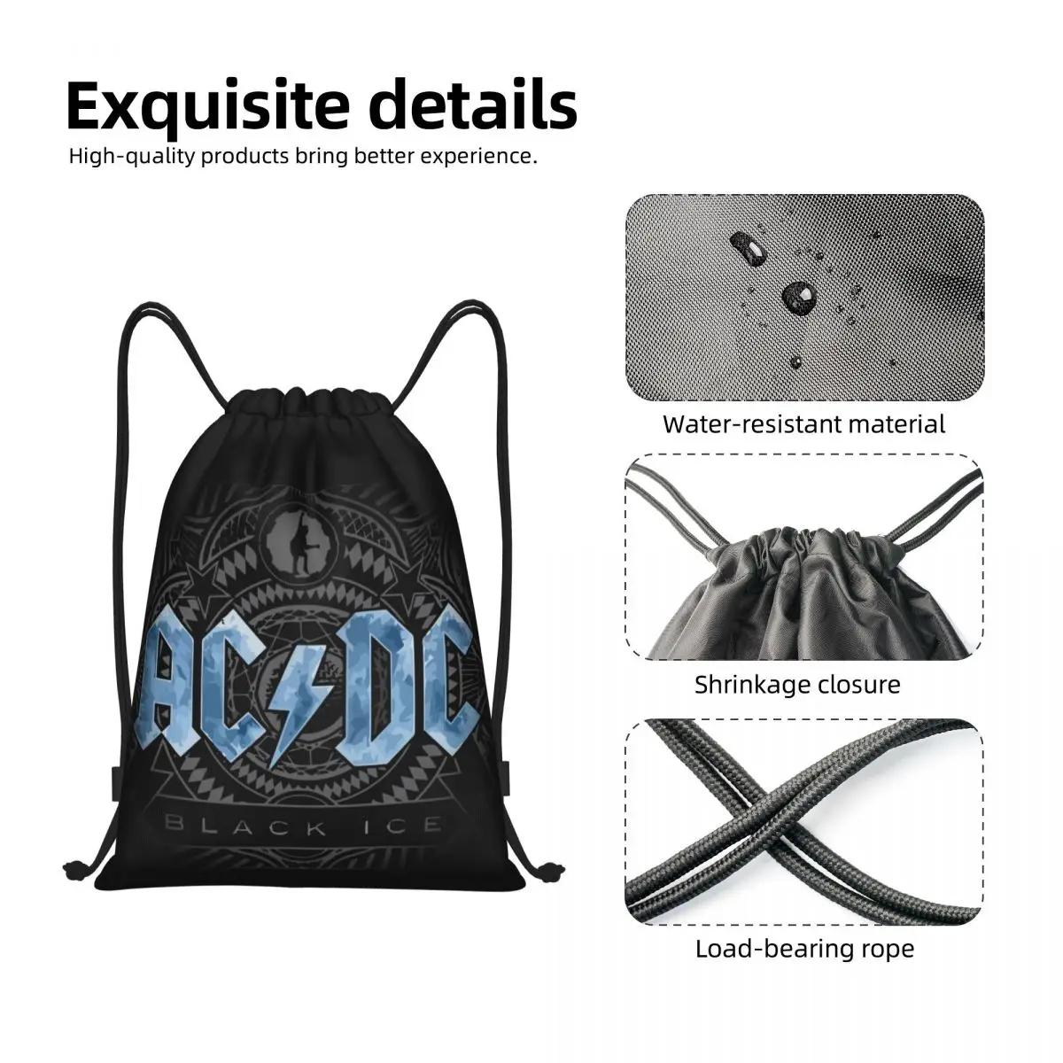 AC DC Heavy Metal กระเป๋าเป้สะพายหลัง Casual กระเป๋าสตางค์แบบพกพา Sundries กระเป๋ากระเป๋าหนังสือสําหรับเดินทางโรงเรียน